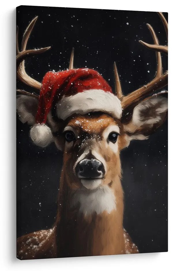 Obraz roztomilý jeleň s vianočnou čiapkou