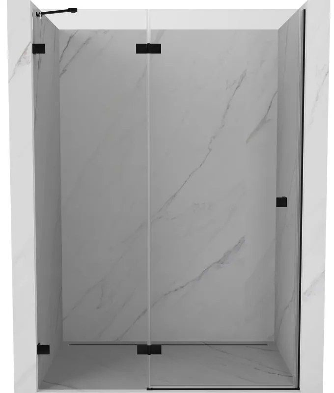 Mexen, Mexen Lunar ľavé výklopné sprchové dvere 130 cm, transparentné, čierne - 834-130-000-70-00-L