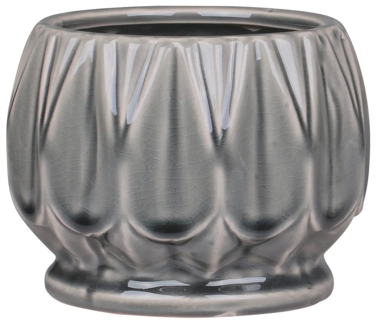 Šedý antik keramický obal na kvetináč so vzorom Alsace S - Ø 13*10cm