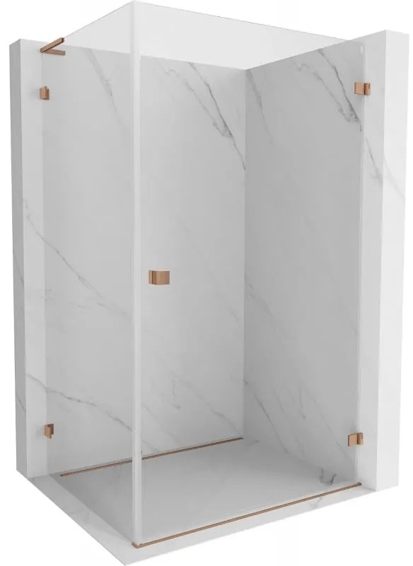 Mexen Lunar-B L pravý výklopný sprchový kút 95 x 70 cm, číre sklo, medená matná, 832L-095-070-65-00-P