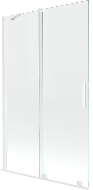 Mexen Velar, 2-krídlová posuvná vaňová zástena 110 x 150 cm, 8mm číre sklo, biela, 896-110-000-01-20