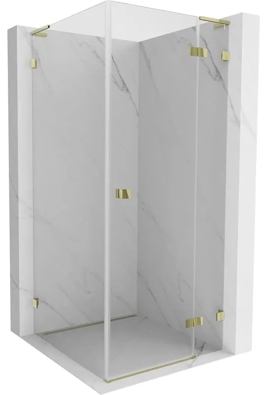 Mexen Lunar L, 1-krídlový sprchový kút, pravý, 100 x 100 cm, 8mm číre sklo, zlatý lesklý profil, 834L-100-100-50-00-P