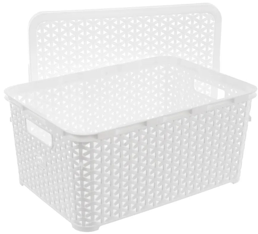 Úložný box, ratanový košík, HOBBY s vekom, biely 10 l - 35 x 24 x 16 cm