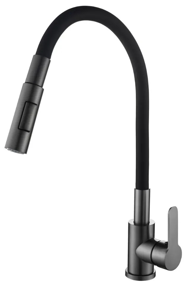 Gamma Flex 4000, stojanková drezová batéria s flexibilným ramenom, 2-funkčný výtok, čierna-grafitová, GMA-BFX-4000GM