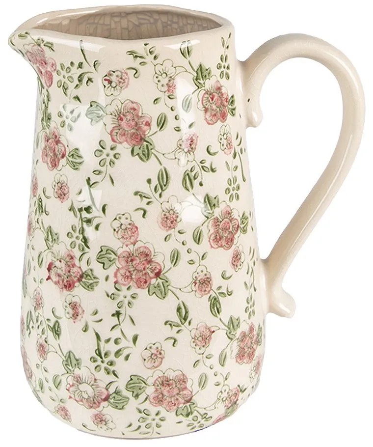 Keramický dekoračný džbán s ružovými kvetmi Lillia L - 20*14*23 cm