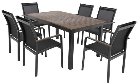 Doppler EXPERT WOOD Plus - záhradná hliníková sedacia súprava 6+1