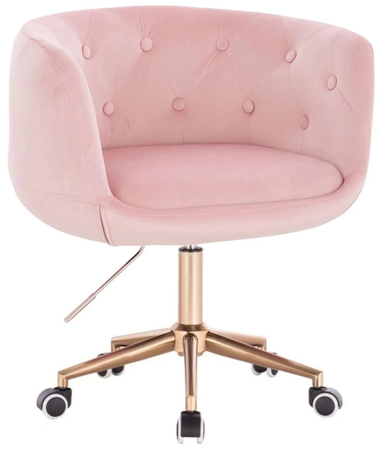 LuxuryForm DESIGN Kreslo MONTANA VELUR na zlaté podstave s kolieskami - ružové