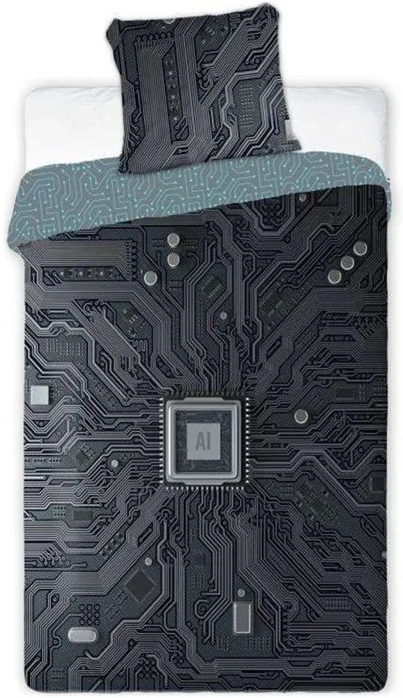 Bavlnené posteľné obliečky AI Technológia - so svietiacim efektom - 100% bavlna - 70 x 90 cm + 140 x 200 cm