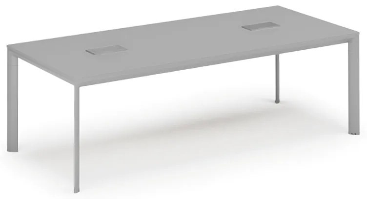 Rokovací stôl PRIMO INVITATION, 240x120 cm, sivá + 2x stolná zásuvka TYP III, strieborná