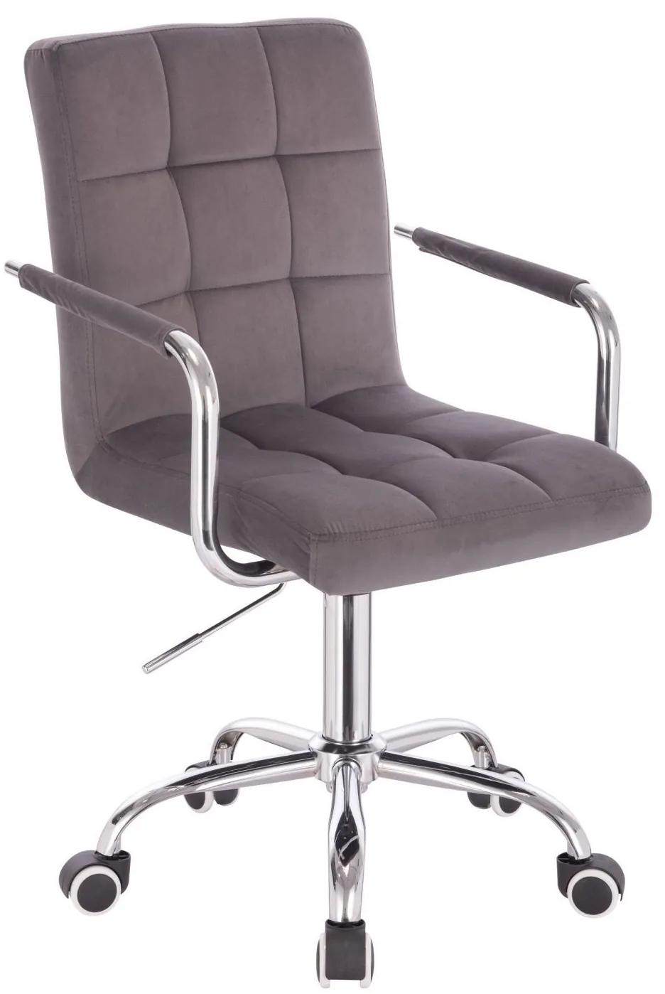 LuxuryForm DESIGN Stolička VERONA VELUR na striebornej podstave s kolieskami - tmavo šedá