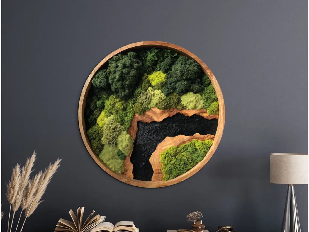 drevko | Okrúhly machový obraz Zelený nádych (UV tlač) 45 x 45 cm