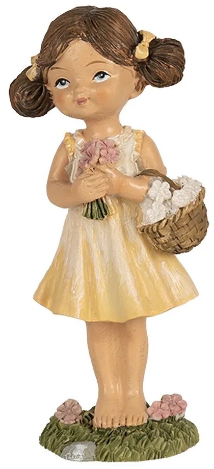 Dekorácia dievčatko v šatôčkach a s kvietkom - 6*4*13 cm