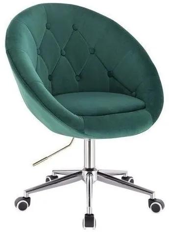 LuxuryForm DESIGN Kreslo VERA VELUR na striebornej podstave s kolieskami - zelené
