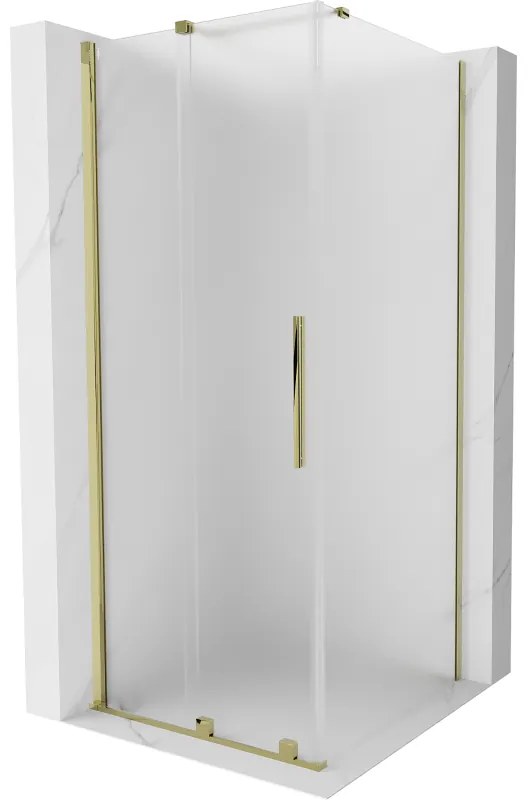Mexen Velar, sprchový kút s posuvnými dverami 120 x 120 cm, 8mm sklo námraza, zlatá lesklá, 871-120-120-31-50