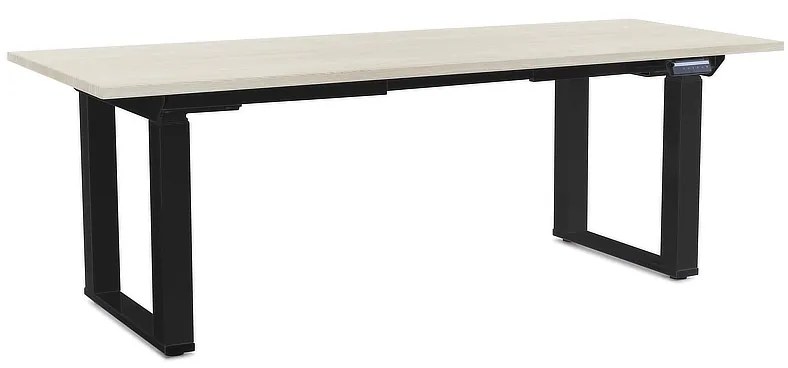 Výškovo nastaviteľný stôl OfficeTech Strong 200 x 80 cm, čierna podnož, biely jaseň
