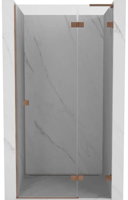 Mexen Lunar L, pravé otočné sprchové dvere 70 cm, 8mm číre sklo, medený matný profil, 834L-070-000-65-00-P