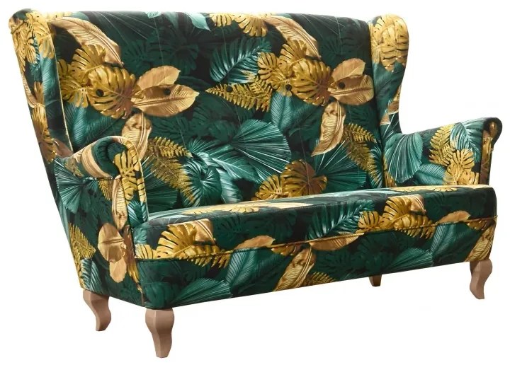 Pohovka ušiak Royal II, vzor květy (2108/orech)