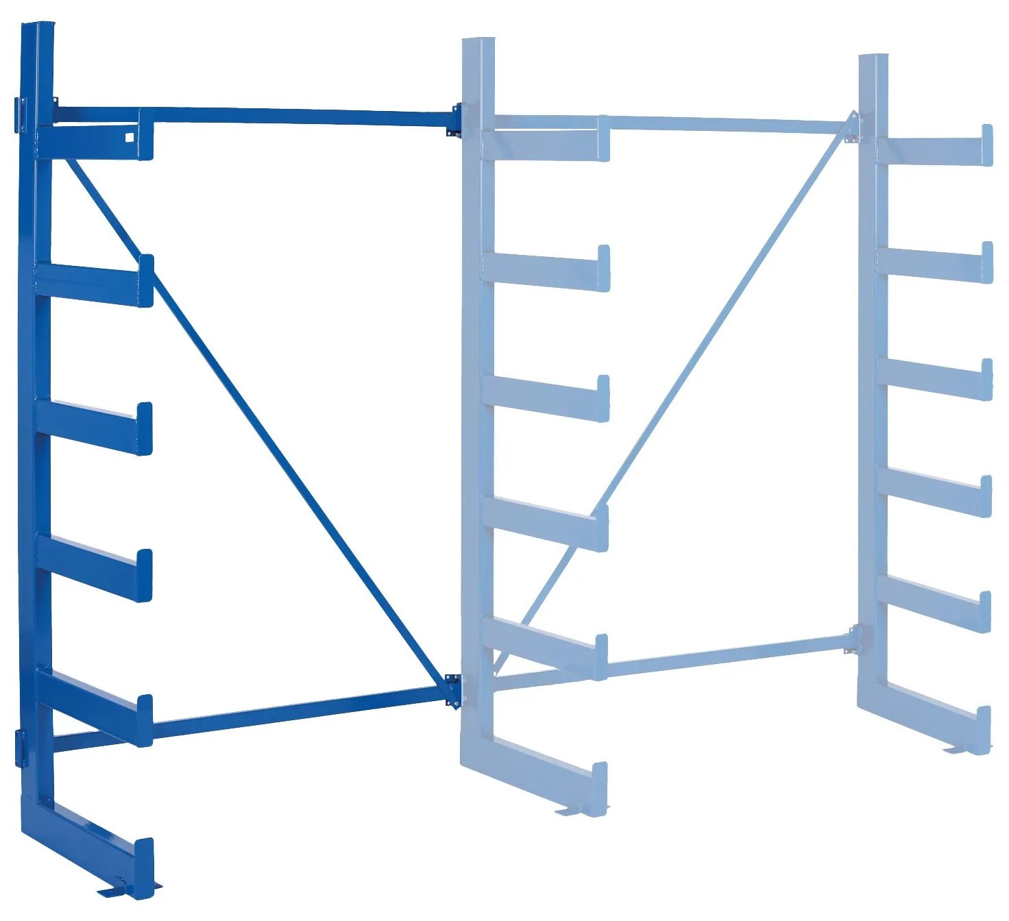 Konzolový regál prístavný, jednostranný, 2000 x 1330 x 624 mm, 6 poschodí