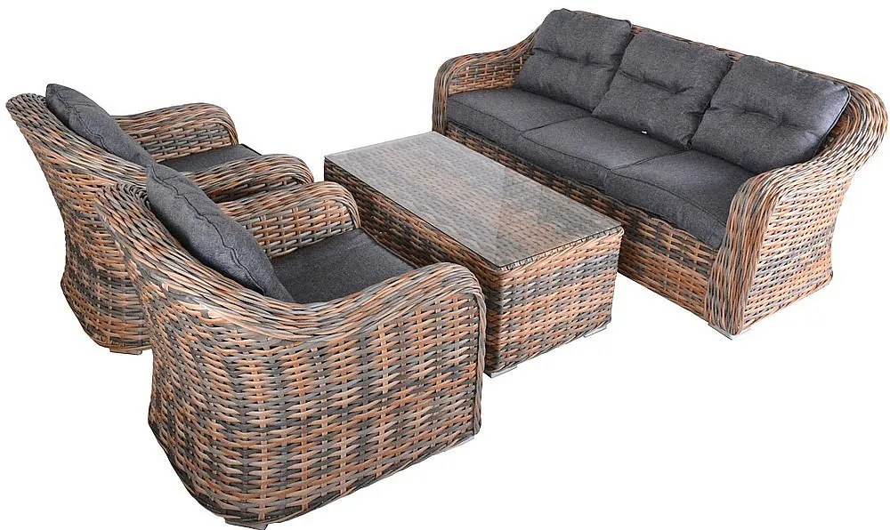 DEOKORK Ratanová zostava CORDOBA (šedo-hnedá)