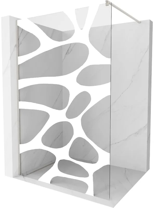 Mexen Kioto, sprchová zástena Walk-In 80 x 200 cm, 8mm číre sklo biely vzor, brúsená oceľ profil, 800-080-101-97-97
