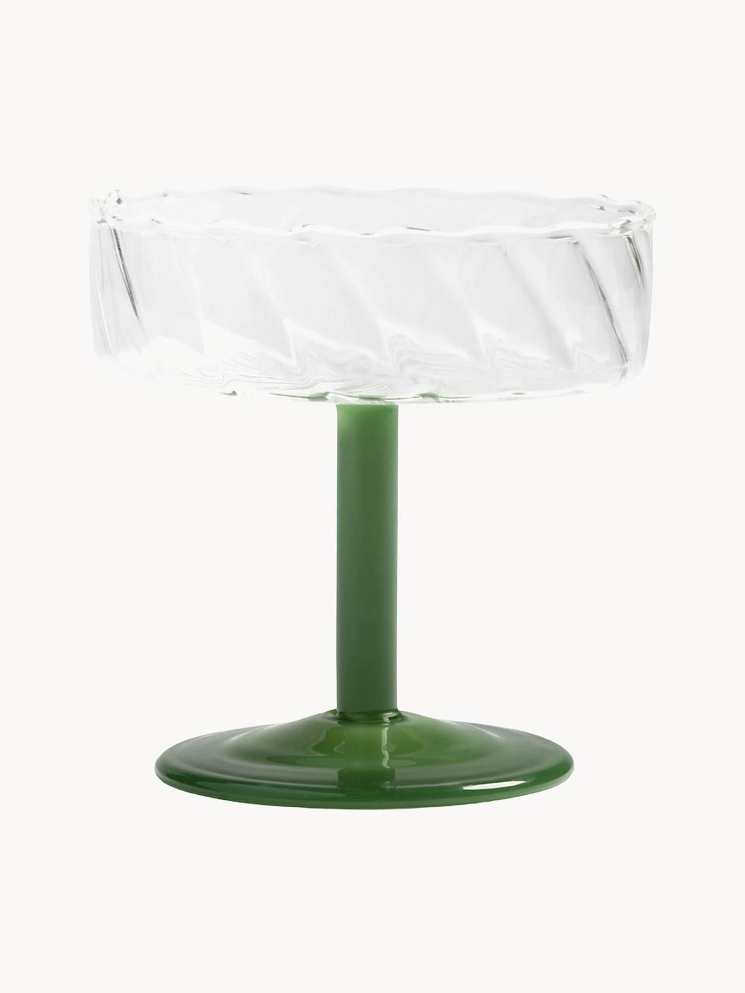 Ručne vyrobené poháre na šampanské z borosilikátového skla Twirl, 2 ks