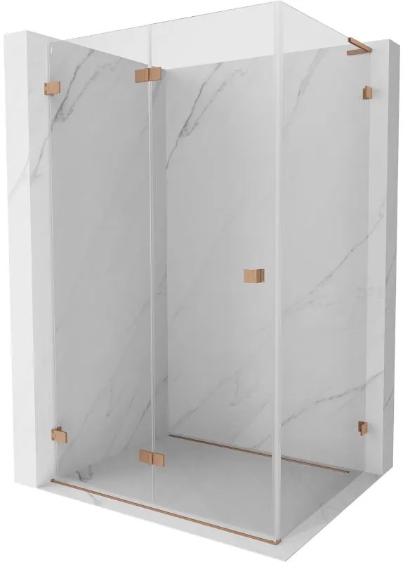 Mexen Lunar-F L, skladací sprchový kút ľavý 95 x 70 cm, 8mm číre sklo, profil medená matná, 836L-095-070-65-00-L