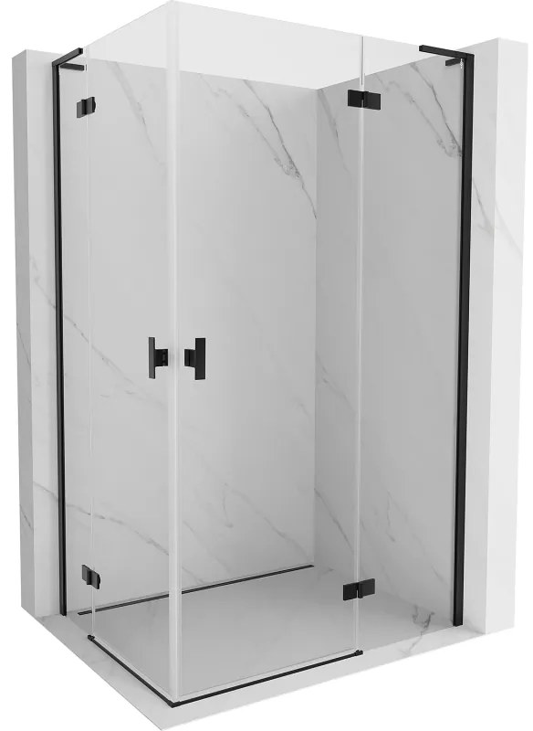 Mexen Mist-H L Duo, 2-krídlový sprchový kút 105 x 115 cm, číre sklo, čierny profil, 8A5L-105L-115P-70-00