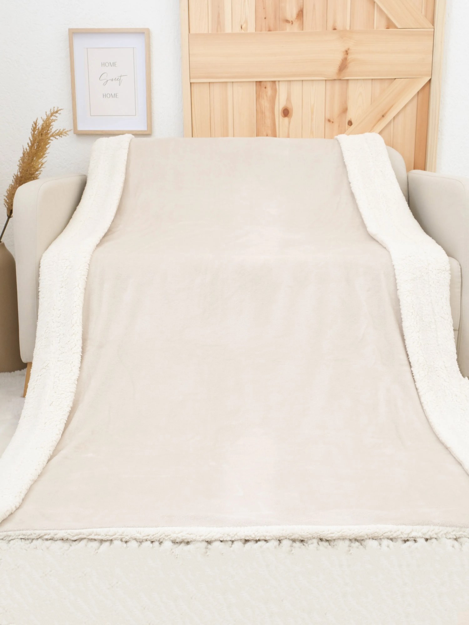 Baránková deka mikroplyš Exclusive 150 × 200 cm – Laura prírodná