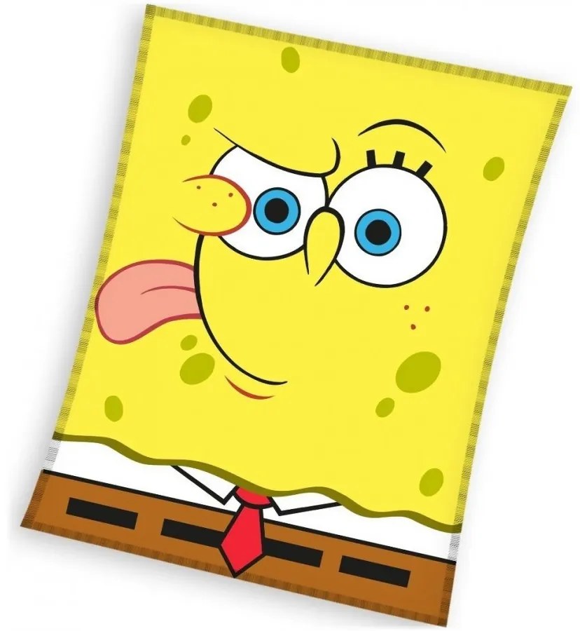 Veľká coral fleece deka SpongeBob - motív Emoji - 150 x 200 cm
