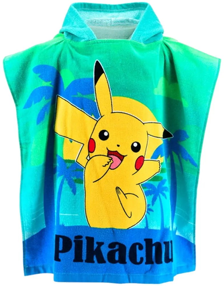 Detské plážové pončo - osuška s kapucňou Pokémon Pikachu