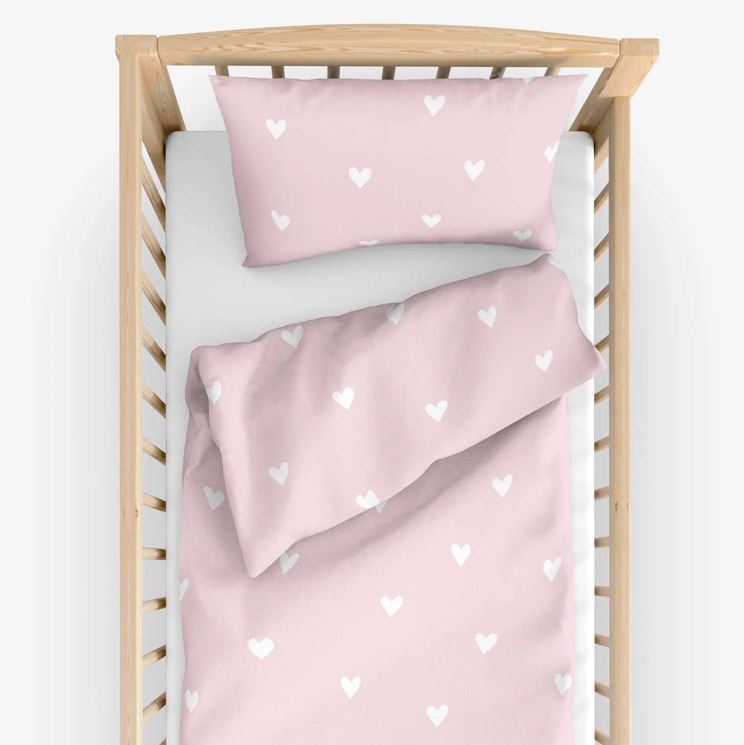 Goldea detské bavlnené obliečky do postieľky - srdiečka na púdrovo ružovom 90 x 120 a 40 x 60 cm