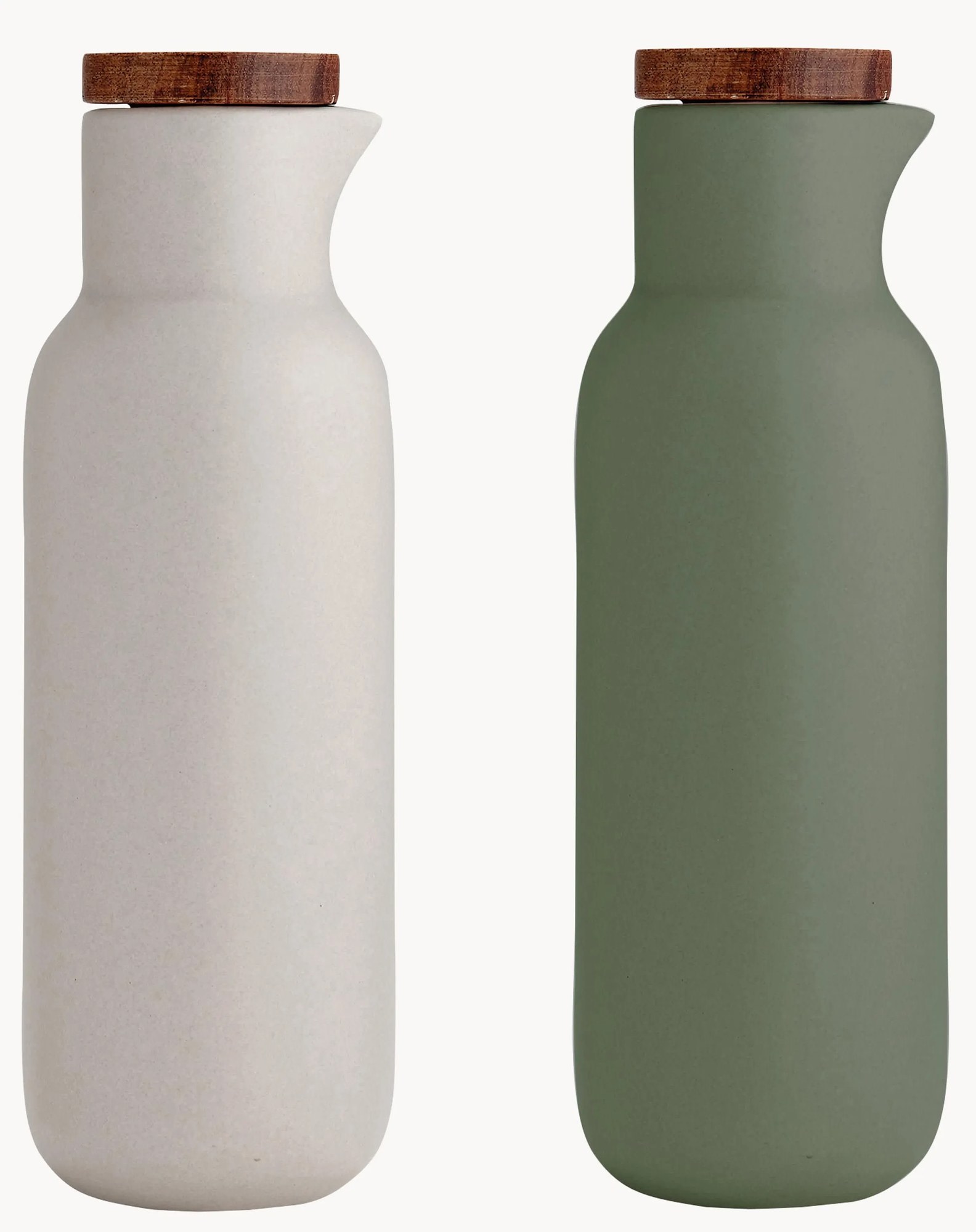 Dávkovače na ocot a olej z porcelánu a akáciového dreva Essentials, 2 ks