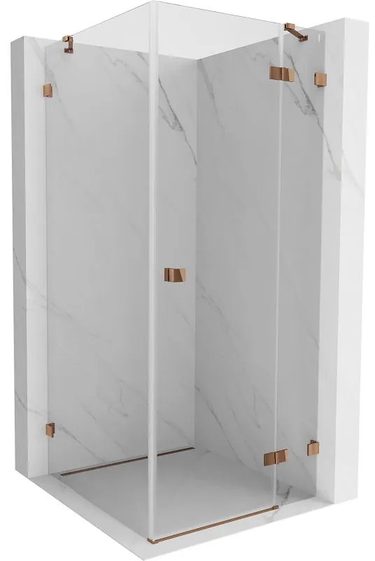 Mexen Lunar, 1-krídlový sprchový kút, pravý, 70 x 70 cm, 8mm číre sklo, ružové zlato profil, 834-070-070-60-00-P