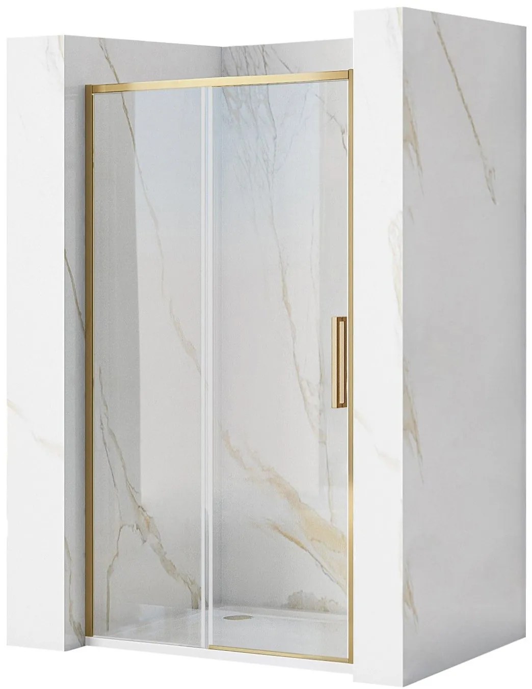 Rea Rapid Slide, posuvné sprchové dvere 1100 x 1950 mm, 6mm číre sklo, zlatý matný profil, REA-K4708