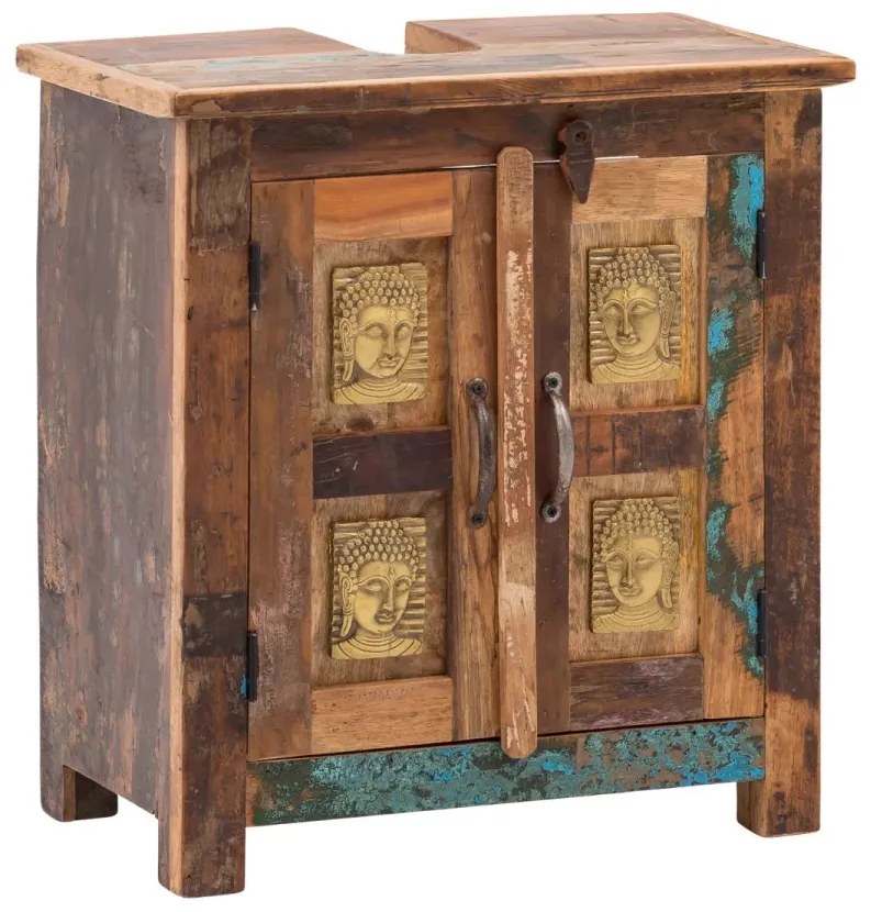 furniture-nabytek.cz - Masívna skrinka umývadla Sumana z recyklovaného dreva, lakovaná, hnedá – 52×30×60 cm