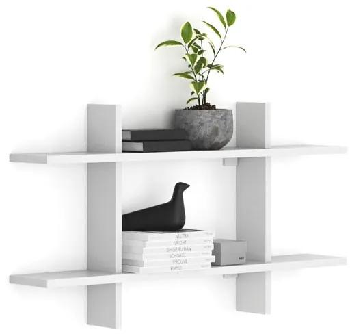 Kancelárska nástenná polica dvojitá SOLID, 1250 x 200 x 700 mm, biela