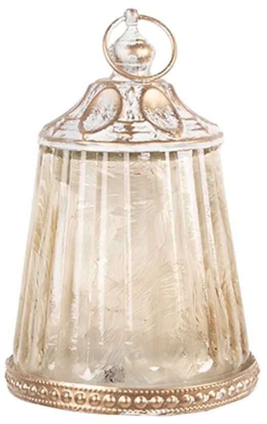 Béžová sklenená svietiaca LED lampáš Balli - Ø 8*12 cm Béžová sklenená svietiaca LED lampáš Balli - Ø 8*12 cm