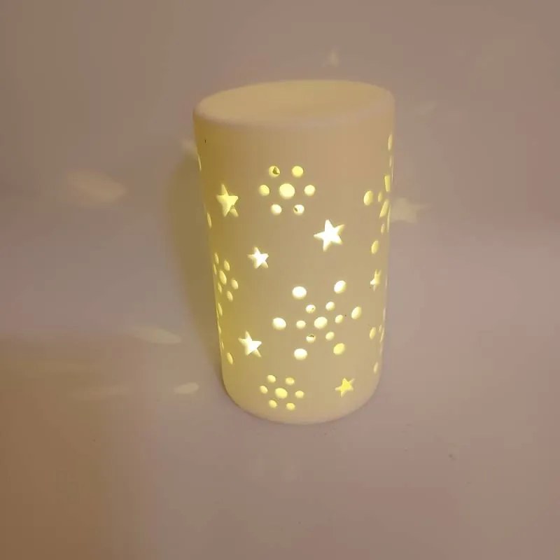 DECOLED Keramický svietnik, 7,5 x 12,5 cm, teplá biela