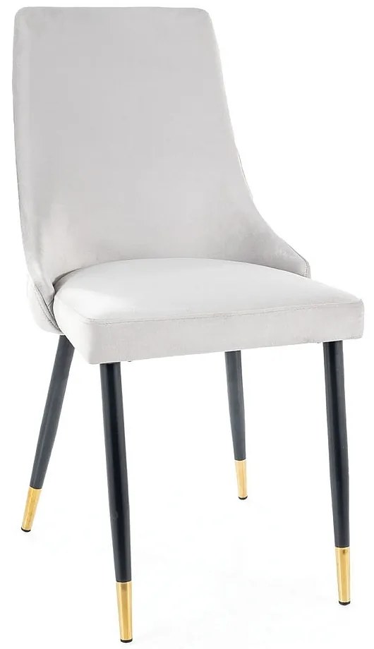 Jedálenská stolička Piano Velvet, svetlo sivá / čierna