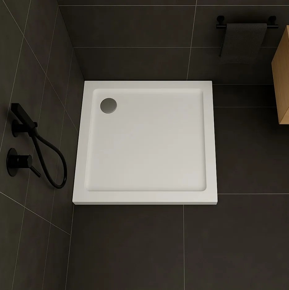 Erga Laos, štvorcová sprchová vanička 70x70x5cm, akrylát, biela lesklá, ERG-V06-ACR-7070S-WH-CR