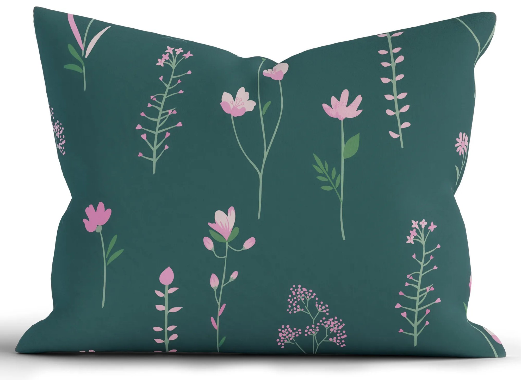 Bavlnená obliečka na vankúš Renforcé 70 × 90 cm - Vlčie maky tmavo zelené