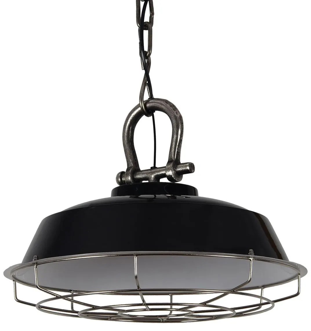 Čierne závesné kovové svetlo Milan black - Ø 36*30 cm