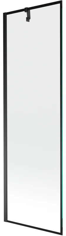 Mexen Next, vaňová zástena 1-krídlová 60 x 150 cm, fixné krídlo, 6 mm číre sklo s čiernym vzorom, čierny profil, 895-060-000-00-70-70