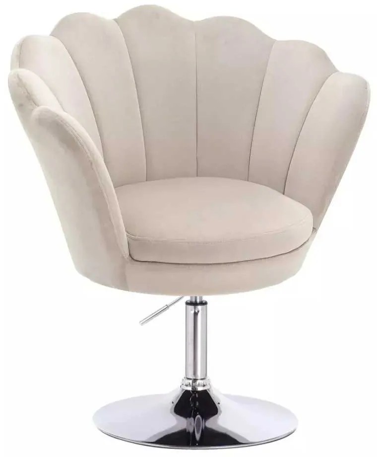 LuxuryForm DESIGN Kreslo FREY VELUR na striebornom tanieri - latte