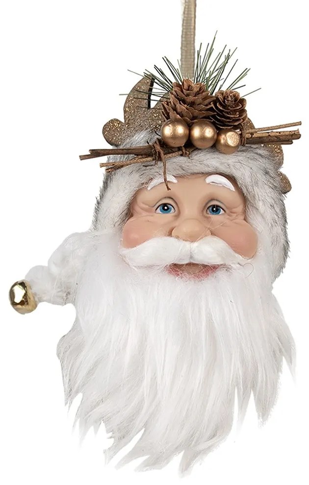 Závesná dekorácia hlava Santa s bielou čiapkou - 10*9*28 cm