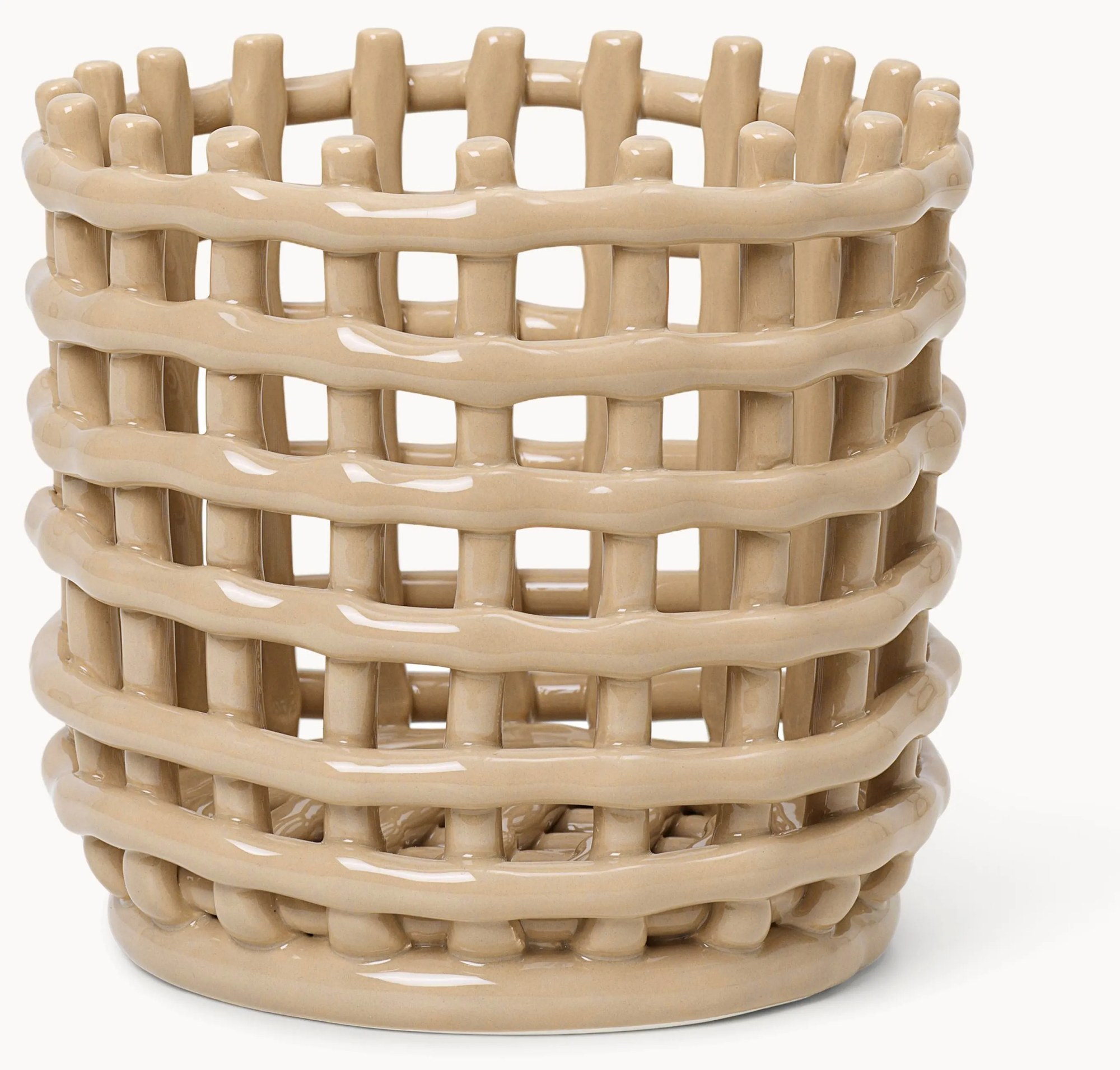 Ručne vyrobený keramický úložný kôš Nalan, V 15 cm