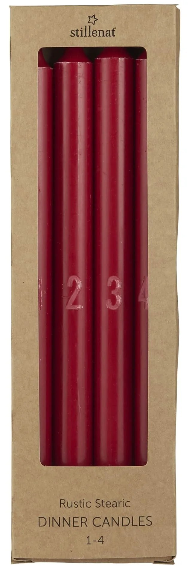 Ib Laursen Adventné sviečky 1-4 Red – set 4 ks