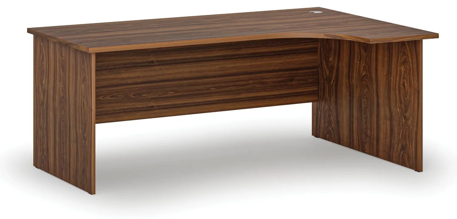 Rohový kancelársky písací stôl PRIMO WOOD, 180x120 cm, pravý, orech