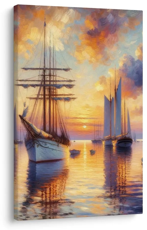 Obraz prístav pri západe slnka