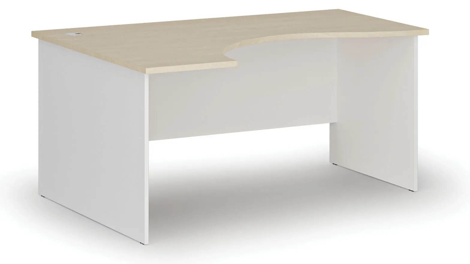 Ergonomický kancelársky písací stôl PRIMO WHITE, 160x120 cm, ľavý, biela/breza